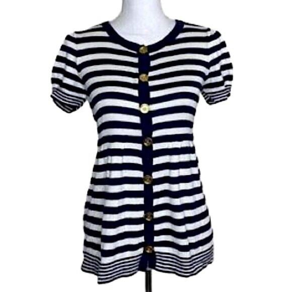Juicy Couture Navy White Striped Knit Top Size M - Picture 11 of 11